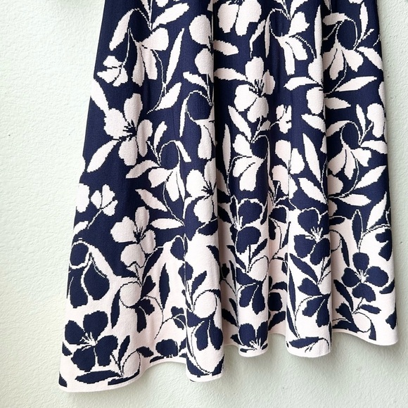 Eliza J Navy and Pink Floral Fit and Flare Knit Sweater Dress Sz S - Picture 11 of 15